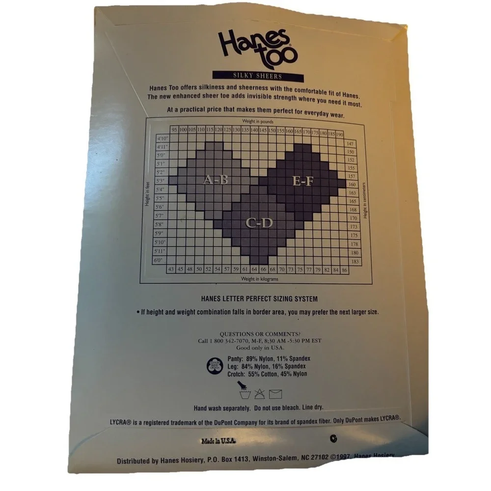 Hanes Too Pantyhose NOS 1997 Little‎ Color Control Top Size AB Barely There H60